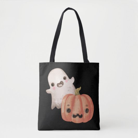 Niedliches Ghost- und Jack-O-Lantern-Trick oder -T Tasche (Vorderseite)