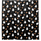 Niedliches Ghost- und Kürbisschwarz Halloween-Must Duschvorhang (Vorderseite)