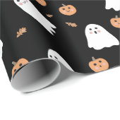 Niedliches Ghost- und Kürbisschwarz Halloween-Must Geschenkpapier (Rolleneckpunkt)