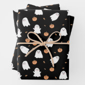 Niedliches Ghost- und Kürbisschwarz Halloween-Must Geschenkpapier Set (Beispiel)