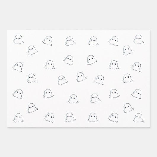 Niedliches Ghost-Wrapping-Papier Geschenkpapier Set (Vorderseite)