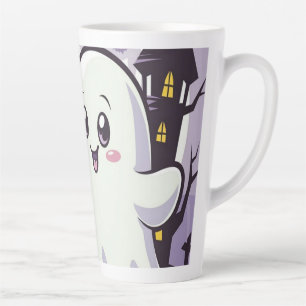 Niedliches Ghosting-Poster mit einer spielerischen Milchtasse