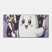 Niedliches Ghosting-Poster mit einer spielerischen Schreibtischunterlage (Vorderseite)