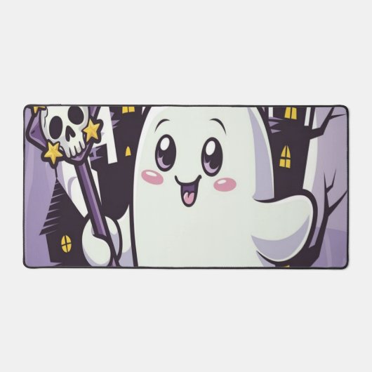 Niedliches Ghosting-Poster mit einer spielerischen Schreibtischunterlage (Vorderseite)