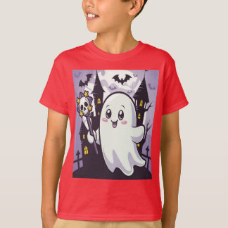 Niedliches Ghosting-Poster mit einer spielerischen T-Shirt