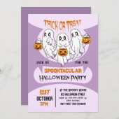 Niedliches Ghosts Trick oder Treatment Kids Hallow Einladung (Vorne/Hinten)