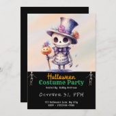 Niedliches Ghoul in Top Hat und Bow Krawatte Black Einladung (Vorne/Hinten)