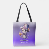 Niedliches Ghoul in Top Hat und Bow Krawatte Hallo Tasche (Rückseite)