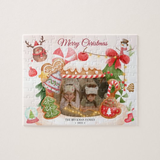 Niedliches Gingerbread House Custom Foto Puzzle (Horizontal)