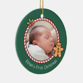 Niedliches Gingerbread Man Baby's First Christmas Keramik Ornament (Rechts)