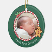 Niedliches Gingerbread Man Baby's First Christmas Keramik Ornament (Links)