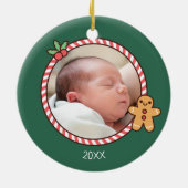 Niedliches Gingerbread Man Baby's First Christmas Keramik Ornament (Hinten)