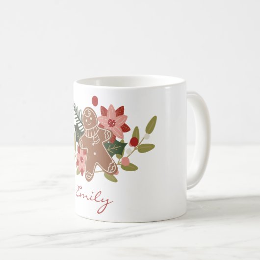 Niedliches Gingerbrei Blumengebäck Personalisierte Kaffeetasse (VorderseiteRechts)