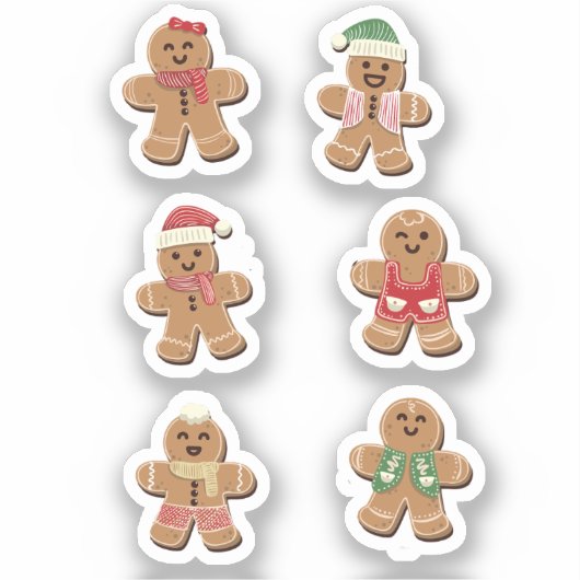 Niedliches Gingerbrei Men Weihnachtskleber Set Aufkleber (Vorderseite)