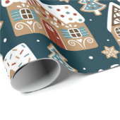 Niedliches Gingerbrett Weihnachtswackelpapier Geschenkpapier (Rolleneckpunkt)