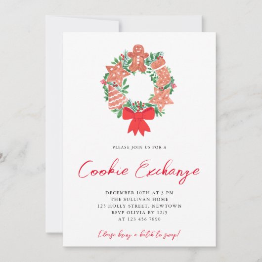 Niedliches Gingerbrot Cookie Exchange Party Urlaub Einladung (Vorderseite)
