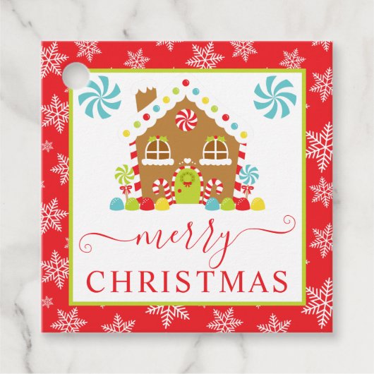 Niedliches Gingerbrot Haus Winter Weihnachten Geschenkanhänger (Vorderseite)