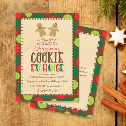 Niedliches Gingerbrot Weihnachts-Party Cookie Exch Einladung