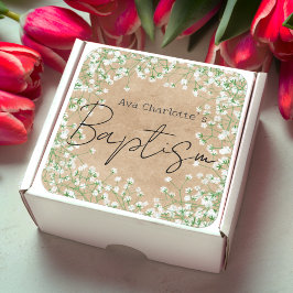 Niedliches Gipskraut Aquarell Blume Boho Taufe Quadratischer Aufkleber