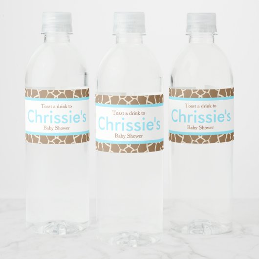 Niedliches Giraffe Baby Dusche Party Wasserflaschenetikett (Flaschen)