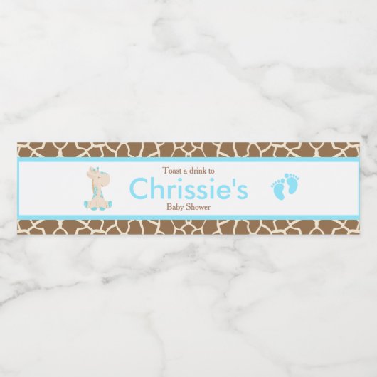 Niedliches Giraffe Baby Dusche Party Wasserflaschenetikett (Einzelnes Label)