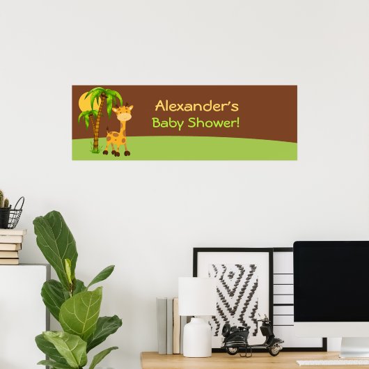 Niedliches Giraffe Baby Showbanner Poster (Heimbüro)