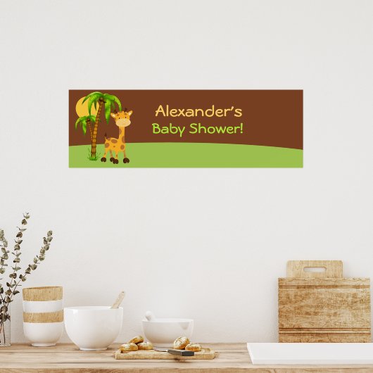 Niedliches Giraffe Baby Showbanner Poster (Küche)