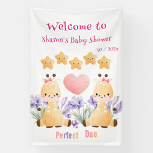 Niedliches Giraffe Baby Showbanner Twin Baby Dus Banner