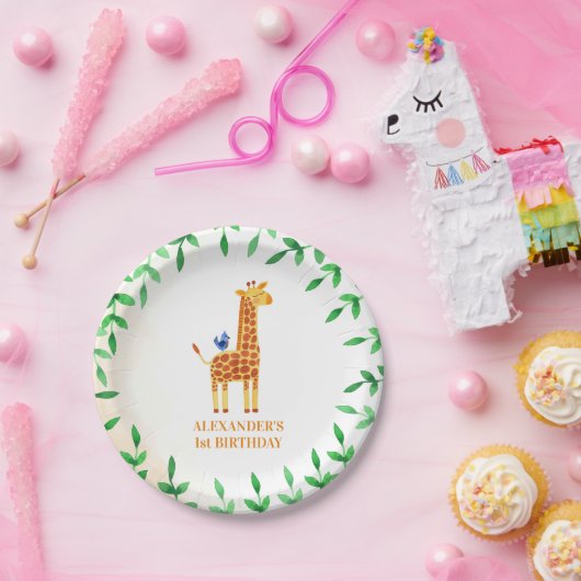 niedliches Giraffe & Bird Whimsical Party zum 1. G Pappteller (Party)
