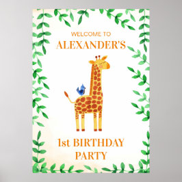 niedliches Giraffe & Bird Whimsical Party zum 1. G Poster