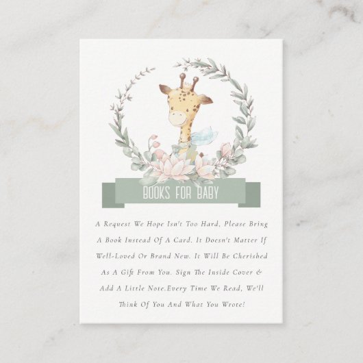 Niedliches Giraffe-Blumenheftbuch für Babydusche Begleitkarte (Vorderseite)