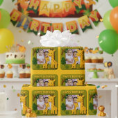 Niedliches Giraffe GeburtstagsFoto individuell anp Geschenkpapier