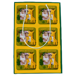 Niedliches Giraffe GeburtstagsFoto individuell anp Mittlere Geschenktüte