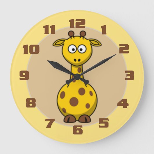 Niedliches Giraffe-Kinderzimmer Große Wanduhr (Vorderseite)