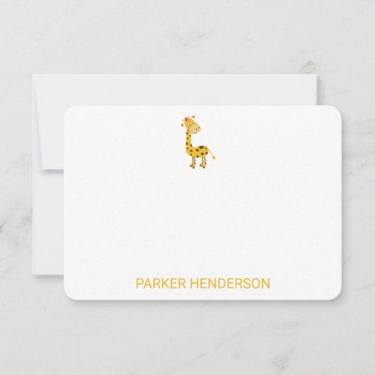 Niedliches Giraffe Personalisiert Stationery Set Dankeskarte (Vorderseite)