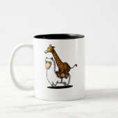 Niedliches Giraffen-Reitlama-Alpaka-lustige Tiere Zweifarbige Tasse (Links)