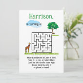 Niedliches Giraffen- und Baummagen-Puzzle Einladung (Stehend Vorderseite)