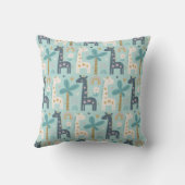 Niedliches Giraffenmuster in Pastellblau Kissen (Rückseite)