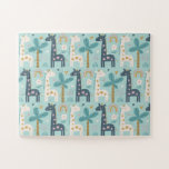 Niedliches Giraffenmuster in Pastellblau Puzzle<br><div class="desc">Niedliches Giraffenmuster in Pastellblau</div>