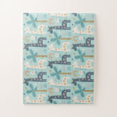 Niedliches Giraffenmuster in Pastellblau Puzzle (Vertikal)