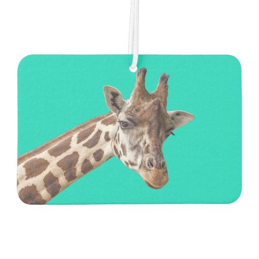Niedliches Giraffenportrait auf Aquamarin Türkis Autolufterfrischer (Rückseite)