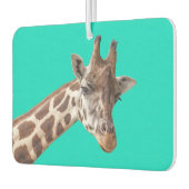 Niedliches Giraffenportrait auf Aquamarin Türkis Autolufterfrischer (Links)