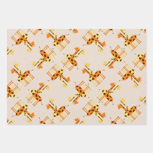 Niedliches Giraffmuster Geschenkpapier Set (Vorderseite)