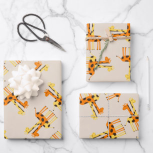 Niedliches Giraffmuster Geschenkpapier Set