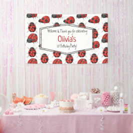 Niedliches Girl Black Red Watercolor Ladybug Muste Banner