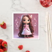 Niedliches Girl-Cartoon-Tissue Paper Serviette (Beispiel)