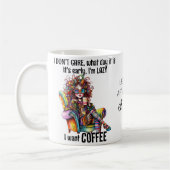 Niedliches Girl Coffee Colorful Haar Brillen Zitat Kaffeetasse (Links)