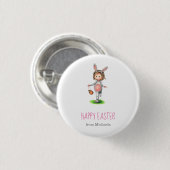 Niedliches Girl Egg Osterfest Button (Vorne & Hinten)