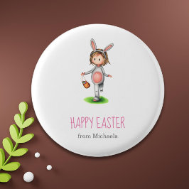 Niedliches Girl Egg Osterfest Button