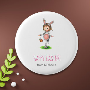 Niedliches Girl Egg Osterfest Button